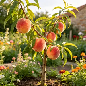 (ZS#FF)Peach Fruit Tree Starter Plant Easy To Grow Home Garden Sweet Harvest