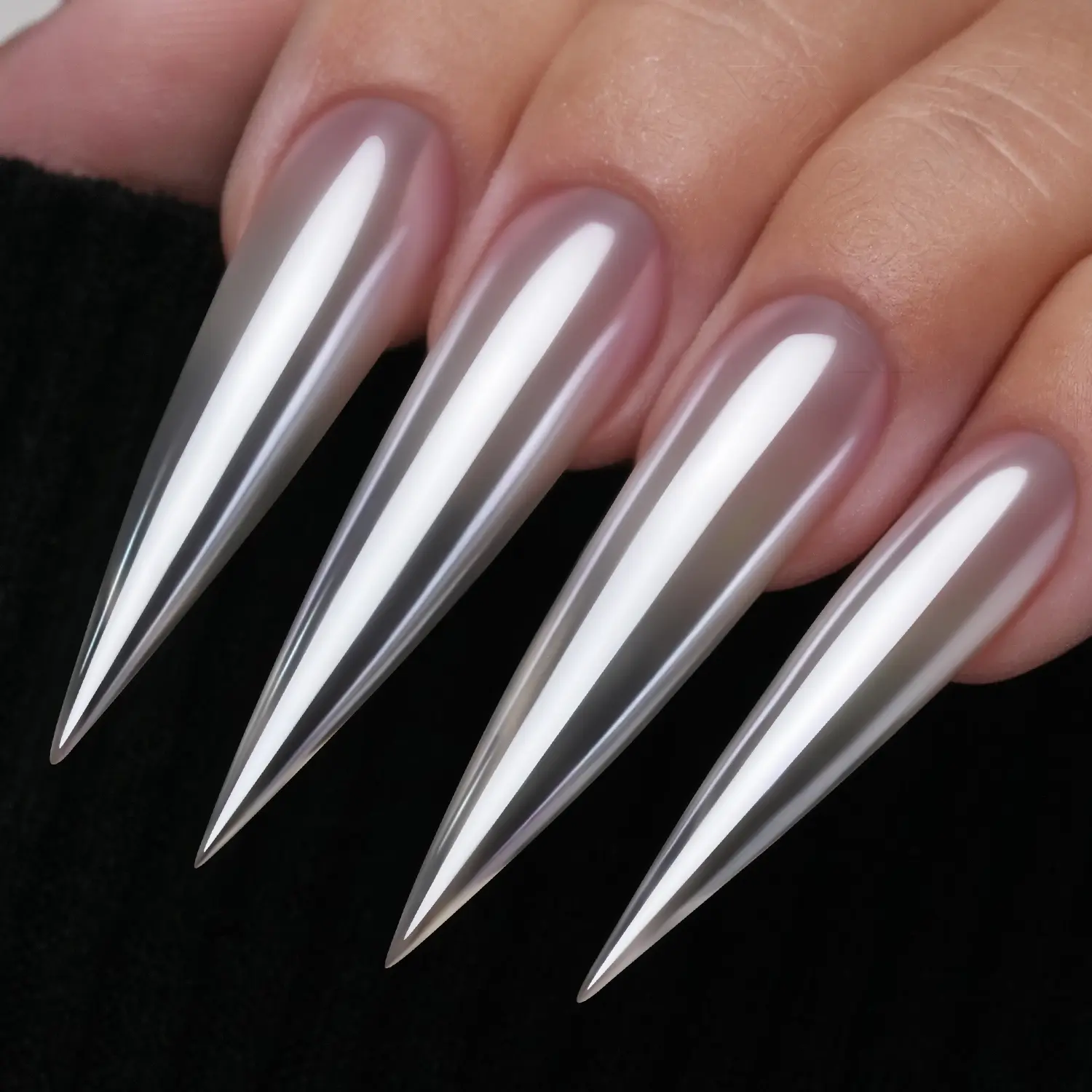 YOKEFELLOW GleamTap Cushion Shell Pearl White Chrome Nail Powder，Metallic Nail Powder, Mirror Metallic Effectfor Pigment  Home DIY Salon Manicure ( GT213 Shell Pearl ）