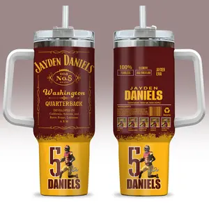 Jayden Daniels 40oz Tumbler With Handle Stainless Steel Tumbler, The Commanders Tumbler,The JD5 Tumbler Gift, Iced Coffee Tumbler, Car Holder Tumbler