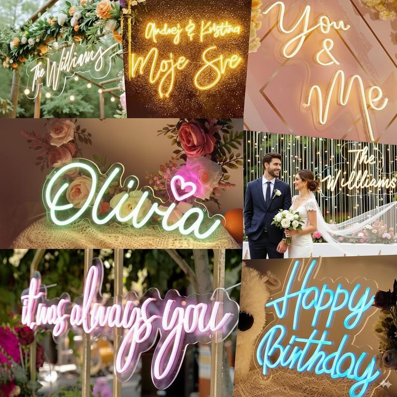 Custom Neon Sign LED Light Personalized Name Logo Wall Decor for Wedding Party Bedroom Bar Business Shop Birthday Party Backdrop Customized LED Light Word Art Wall Decor Gift for Her Him Home Wall Art