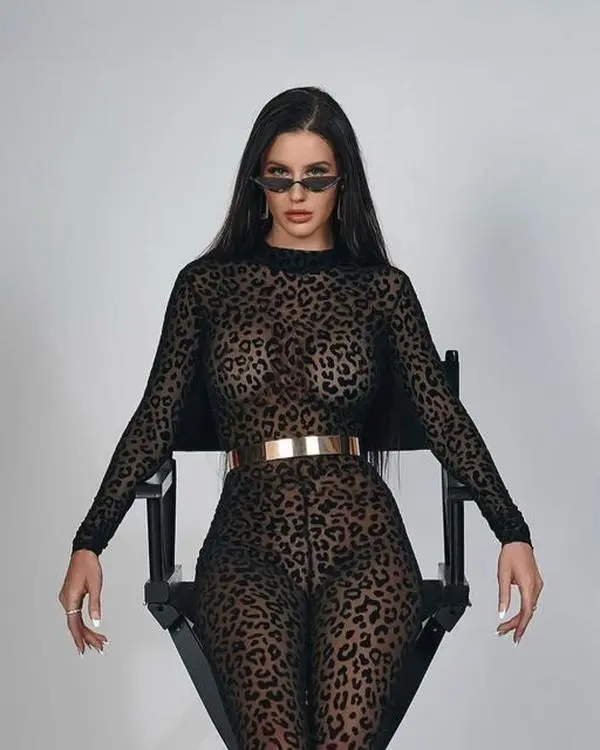 Women's Fierce Elegance Stretchy Velvet Leopard Print Bodysuit - Chic, Fitted, Comfortable Day Fashion Apparel, Animal Print, Hand Wash