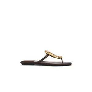 Jeffrey Campbell Linques 2 Sandal in Dark Brown & Gold