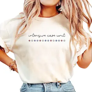 [ Comfort Colors Collection ] Comfort Colors 4th Of July ICU Nurse T-shirt, ICU Nurse Patriotic Shirt, Red White Blue Medical Graphic Tee, Intensive Care Unit Inspired Top, Independence Day Summer Outfit, CCU Gifts