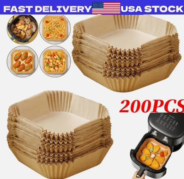 200PCS Air Fryer Liners Disposable Papers Liner Non-stick for Roasting Microwave