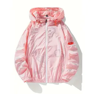 Quick Dry Breathable Soft-shell Astronaut Graphic Jacket - Men's Hooded Zip Up Sun Protection Jacket For Outdoors Activities