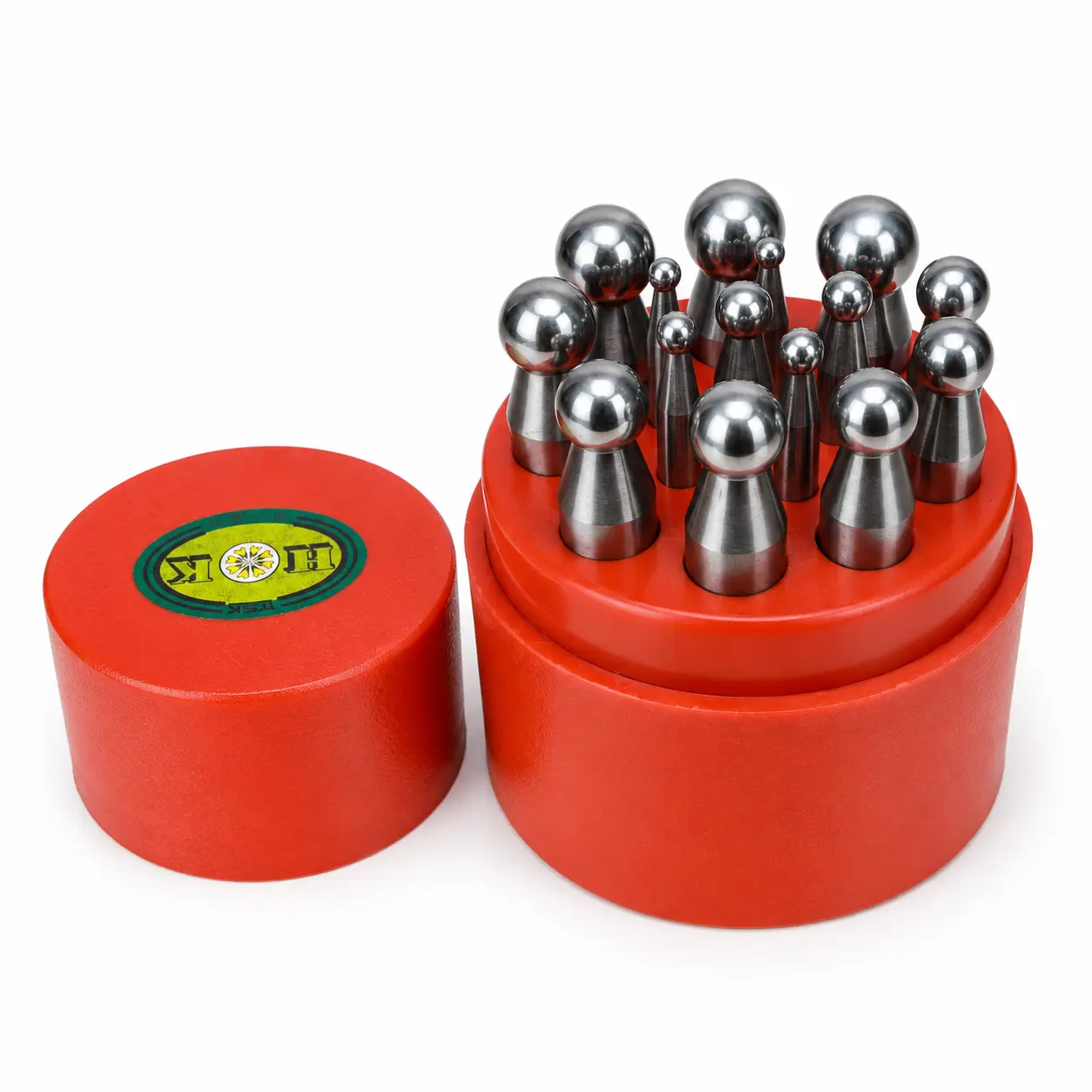 15-Piece Steel Dapping Punch Set with Ball-End Tips, Jewelry Metal Doming Punch Tools for Jewelry Makers & Metal Stamping Projects, with Storage Case, 15-Piece Dapping Punch Set