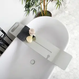 39 Inch Bath Table Tray With Wine Holder