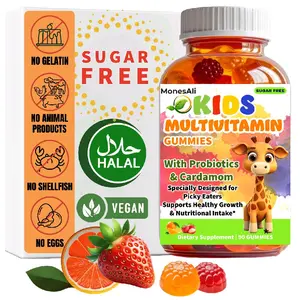 MonesAli, Kids Multivitamin Gummies, with Magnesium and Probiotics, Apetite Booster. Halal , Vegan, Sugar Free, 90 Count