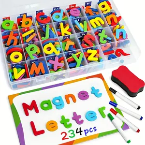 Coogam Back-To-School Season Magnetic Letters 234pcs, Uppercase Lowercase Foam Alphabet ABC Fridge Magnets, Educational Toy Set for Classroom Kids Learning Spelling with Magnetic Board And Storage Box,Best Easter Gifts for Kids! plant  magnets
