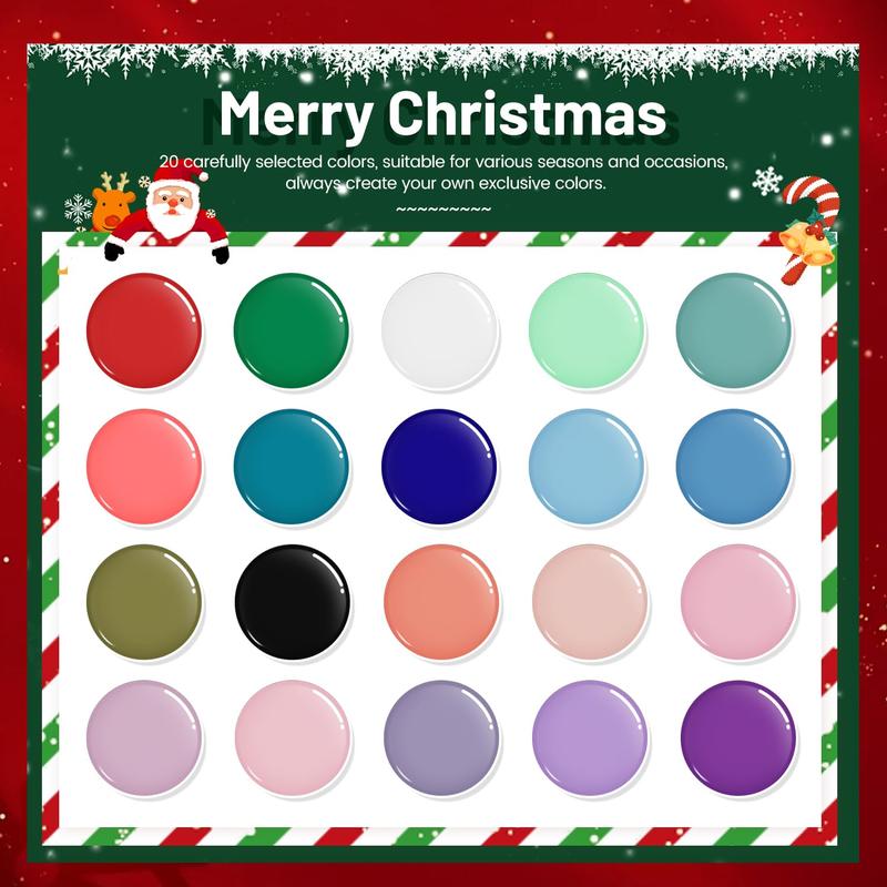 JODSONE 20 Colors Gel Nail Set 5 ml High Shine Gorgeous Polish Base Top Matte Coat Long Lasting 28 Days Gentle Manicure Kit for Nail Salons & DIY Art