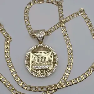 THE LAST SUPPER new style beautiful necklace with clear stone's gold-plated CUBAN LINK CHAIN