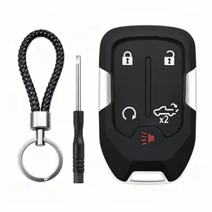 WOAOW Key Fob Shell Case Replacement Fits for Chevy Silverado 2022 2021 2020 2019 and GMC Sierra 1500 2500HD 3500HD 5 Button Keyless Entry Remote Control Smart Car Key Fob Cover