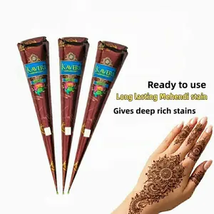 3 Pcs Organic Henna Tattoo Paste Set, Waterproof Safe Long-Lasting Henna Cones for Temporary Body Art, Natural Ingredients for Women & Men