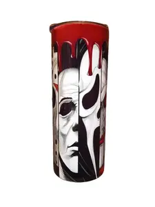 Horror Slice Faces - Blood Paint Drip - 20oz oz 20 oz. 20oz. Skinny Straight Sublimation Tumbler - Amy's Tumbler Junkies - Your Favorite Tumbler Shop!