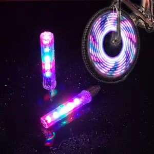 2PCS Bike Wheel Lights LED Bicycle Tire Valve Light 7 Modes Waterproof Spoke Light for Kids Adult Bike Motorcycle Car, Safety Night Riding Decoration Light with 5 LED Beads, American Valve Only