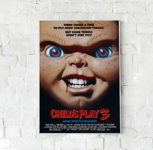 Child's Play 3 1991 Horror Movie Vintage Poster, Chucky Slasher Film Chucky Good Guy Doll and Andy Barclay Poster Halloween Gift Unframed