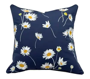 Navy Daisy Indoor/Outdoor Accent Throw Pillow Decor by Valerie