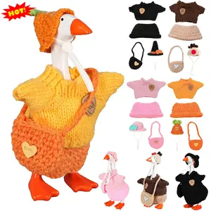 4 Set Desk Goose Outfits 7 inches Mini Desk Goose knitted Clothes and Hat Accessory for Home Office Desktop  Magnetic Goose Decoration