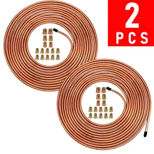 2 X 3/16" Brake Line 25Ft - Copper Nickel Non-Magnetic Brake Tubing with 16 Braking Fittings