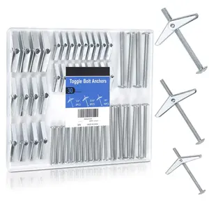 30 count Wall Anchors for Drywall Heavy Duty, Hollow Wall Anchors, Toggle Anchors for Drywall, Dry Wall Anchors and Screws Kit,  Anchors in 3 Sizes(1/8IN, 3/16IN, 1/4IN) for Ceiling,