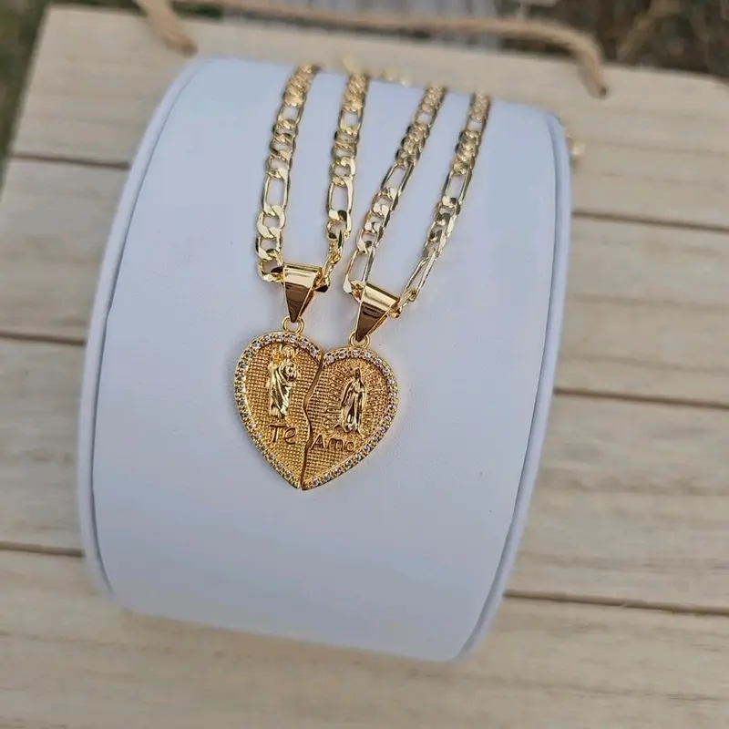 Te amo corazon necklace con virgen y san judas