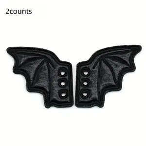 2 Pcs Bat Wing Shoe Charms, Handmade DIY Halloween Vampire Festival Accessories, Decorative Shoes Buckles for Boots