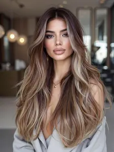 70cm Center Part Gradient Long Curly Wig, Synthetic Curly Wigs, Heat-Resistant Synthetic Fiber, Natural Look, Suitable for Daily Use, Vacation, Holidays