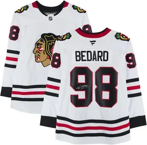Connor Bedard Chicago Blackhawks Autographed White Fanatics Premium Jersey - Fanatics Authentic Certified