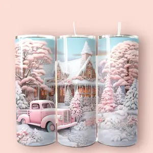 Christmas Pink truck Tumbler