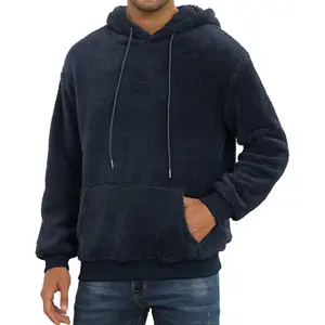 Mens Fuzzy Sherpa Hoodie Pullover Sweatshirts Loose Cozy Pocket Long Sleeve Winter Hooded Outwear