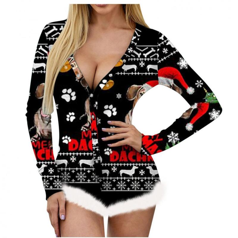 Women's One-Piece Pyjamas - Seasonal Style Onesie Cute Pyjamas Christmas Print Onesie Women's One-Piece Pyjamas - Seasonal Style Onesie Cute Pyjamas Christmas Print Onesie
