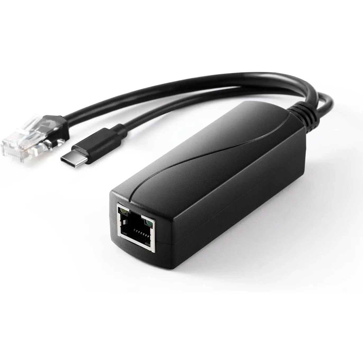 Gigabit Type C PoE Splitter 5V 3A, IEEE 802.3af/at Standard, 10/100/1000Mbps Type C Power Over Ethernet Splitter with RJ45 Port and TYPEC Port(TYPEC0503G Black)