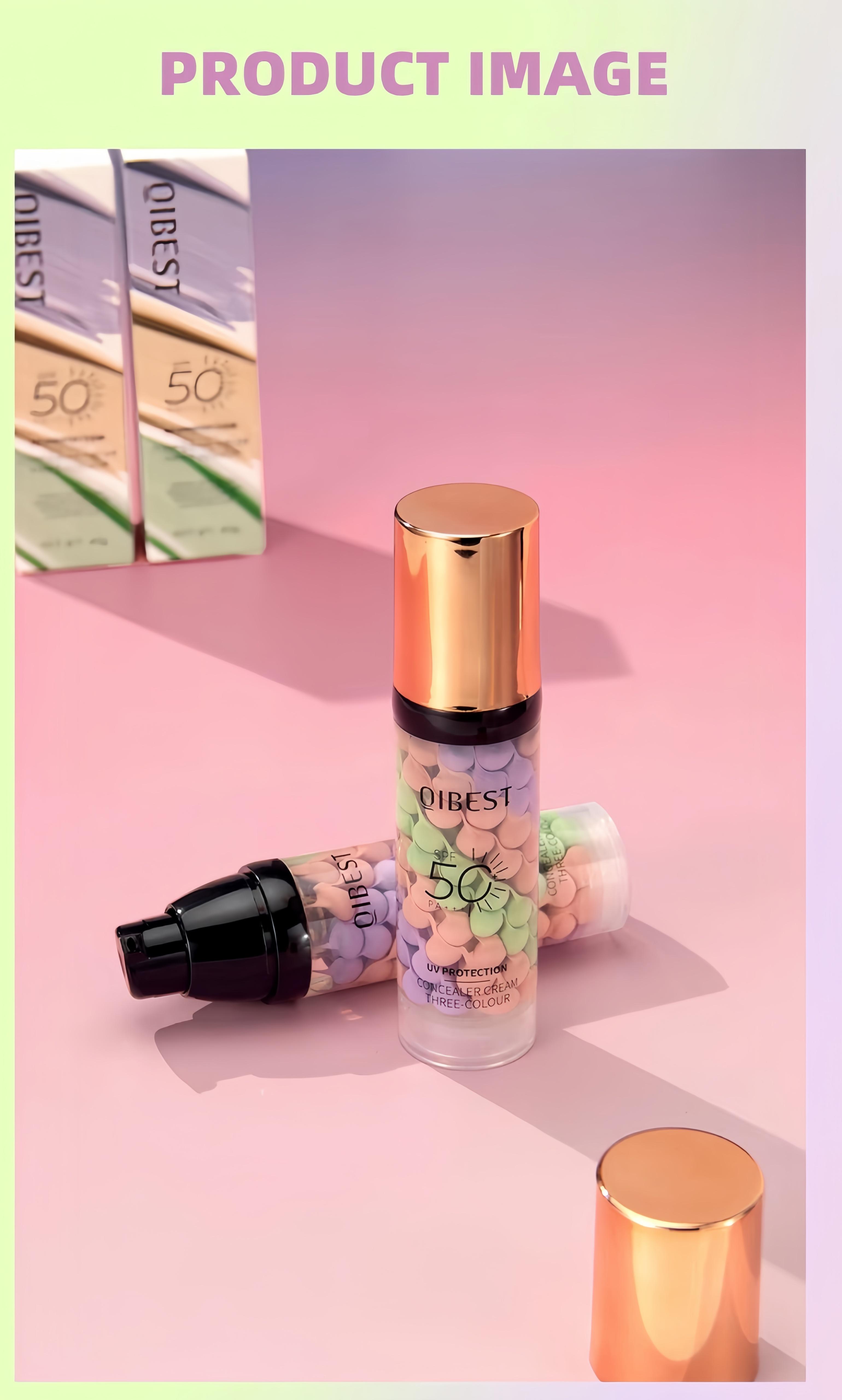 3-In-1 Tinted Sunscreen Cosmetic - Triple Color Protection, Hydrating Moisturizing, Oil Control, Waterproof, Sweatproof, Color Correcting Makeup (Concealer & Foundation), Moisturize, Spf Makeup