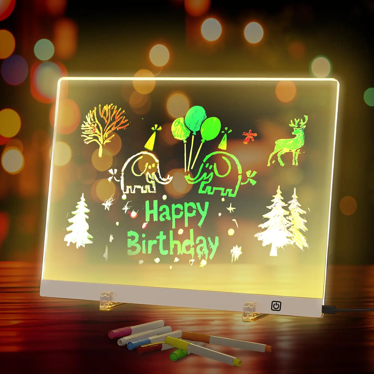LED Backlit Rewritable Message Board with Stand & Light - 10-Color Touch Control Acrylic Dry Erase Transparent Drawing Board, Neon Sign for Room Decor, Office (11.8"x7.8") w/7 Markers, Led Light Backlit