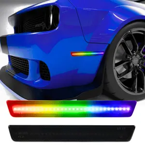 AutoJeweler RGB Side Marker Lights 4-Pack for Dodge Challenger Narrow Body (2015–2023) – Smoked Lens, Remote Controlled, Plug & Play