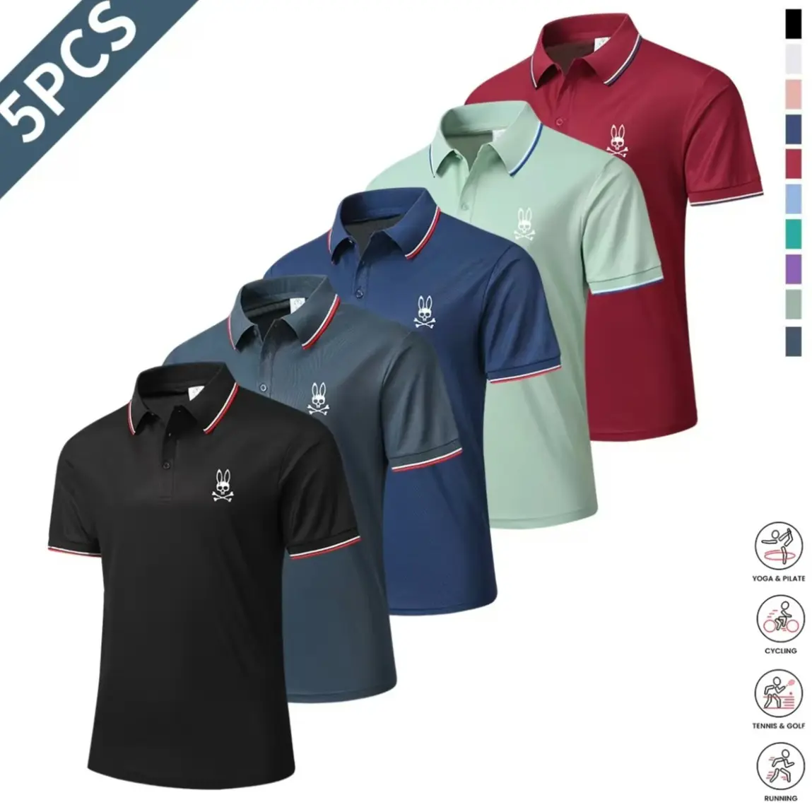 Black + Dark Gray + Dark Blue + Light Green + Red