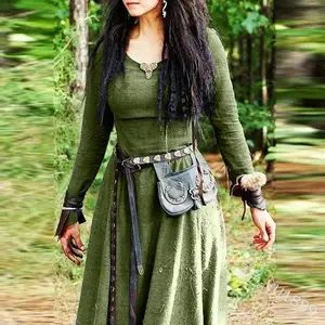 Medieval Dress Women Long Sleeve Maxi Robe Vintage Fairy Elven Dress Renaissance Celtic Viking Gothic cosplay costumes