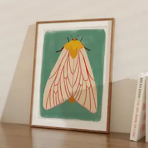 1pc Insect Wall Art Tiger Moth Oil Painting Nordic Poster Print Room Decoration, Unframed, Perfect for Living Room and Bedroom Decor