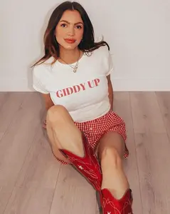 Giddy Up Baby Tee – Cowgirl Western Graphic, Y2K Rodeo Aesthetic Outfit for Women