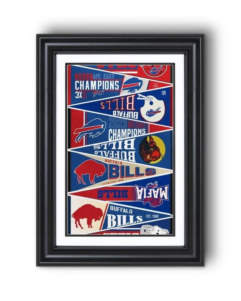 Buffalo Bills "Vintage to Modern Pennants" Collection Artistic Photo Paper Print - Lightweight Football Wall Art, Home Decor Supplies, Ideal Gift for Wall Hanging