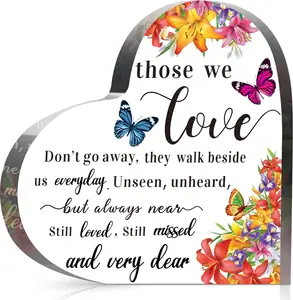Sympathy Bereavement Gift Acrylic Heart Memorial Gift for Loss of Loved One Sympathy Condolence Grieving Keepsake for Mom Dad Grandma Friend Remembrance Decor(6 x 6 x 0.6 Inch)