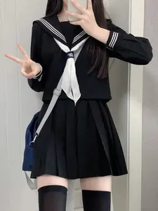 Student Role Play Uniform Set, Includes Top + Skirt + Tie, Kawaii School Jk Sailor Costume, Perfect for Graduation Photoshoots Parties