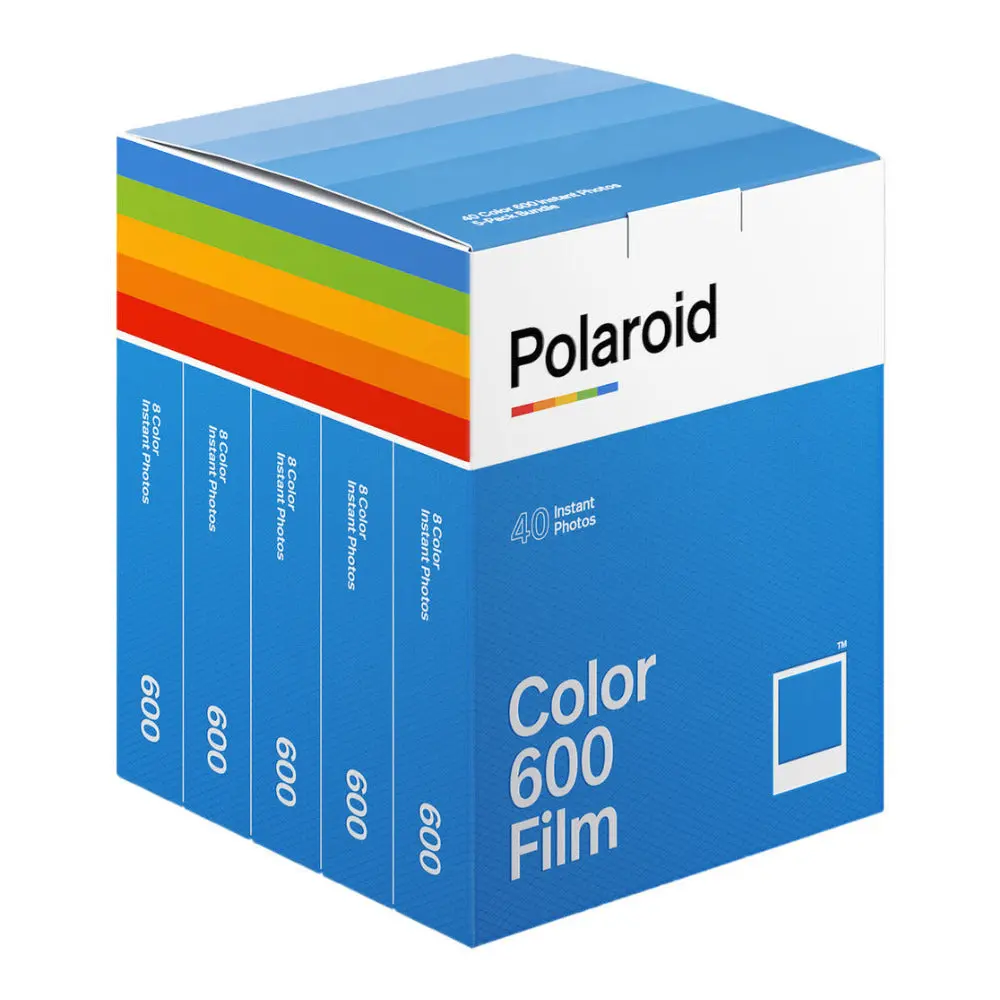 Polaroid Vintage Square Instant Color Film for 600 Cameras, Disposable Camera Film Accessories, 5-Pack (40 Pictures)