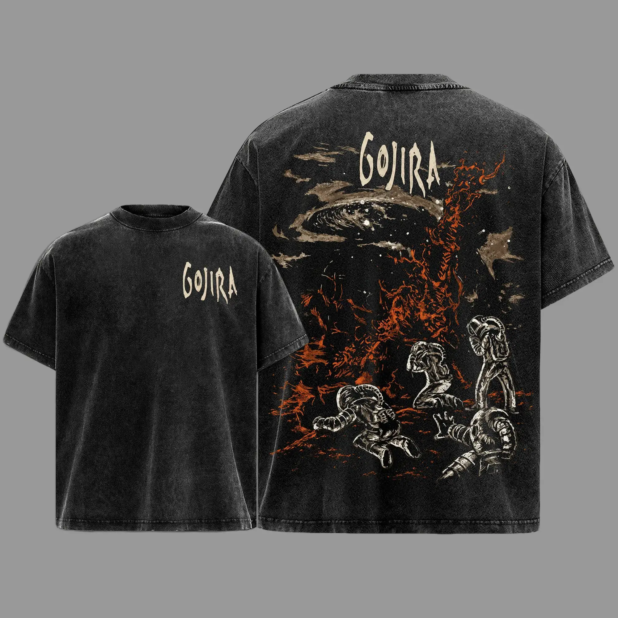 Gojira – Progressive Metal Oversize Band Graphic Tee, Acid Washed Heavy Cotton Shirt, Vintage Metal Streetwear, Unisex Casual Wear, Music Merch, Gift for Rock Fans