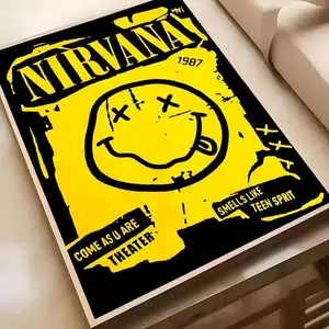 Nirvana Poster Trippy Music Wall Art Print for Home Office Bedroom Dorm Aesthetic Eco-Friendly Materials UV-Protected Waterproof Fade-Resistant Rich Colors - Illustrations
