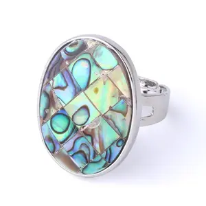 Natural Abalone Shell Ring - Adjustable Women's Ocean-Inspired Jewelry