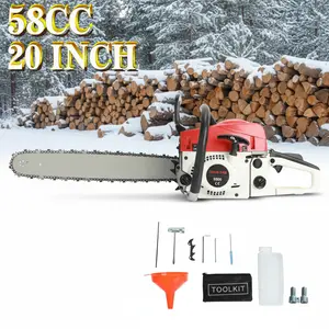 58cc 20 Inch Gas Chainsaw, Gas Power Chainsaw Gas Chain Saw High Power Multifunction Wood Chainsaw for Trees Wood Farm Garden Ranch Metal