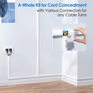 62.8 Inch Cord Hider, 1 Count Cord Channel Cable Concealer, Cord Cover Wall, Easy Install Cable Management System For 3-4 Wires, Cable Raceway Home Office Living Room