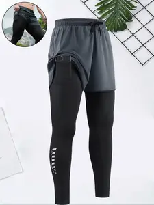 Men's high-elasticity quick-dry athletic pants Fitness pants with a snug design, featuring a pocket for storing a phone. Ideal for workouts and training. Athleisure Fitness Leggings Athletic Bottoms Gym Workout Leggings Lightweight Athletic Leggings