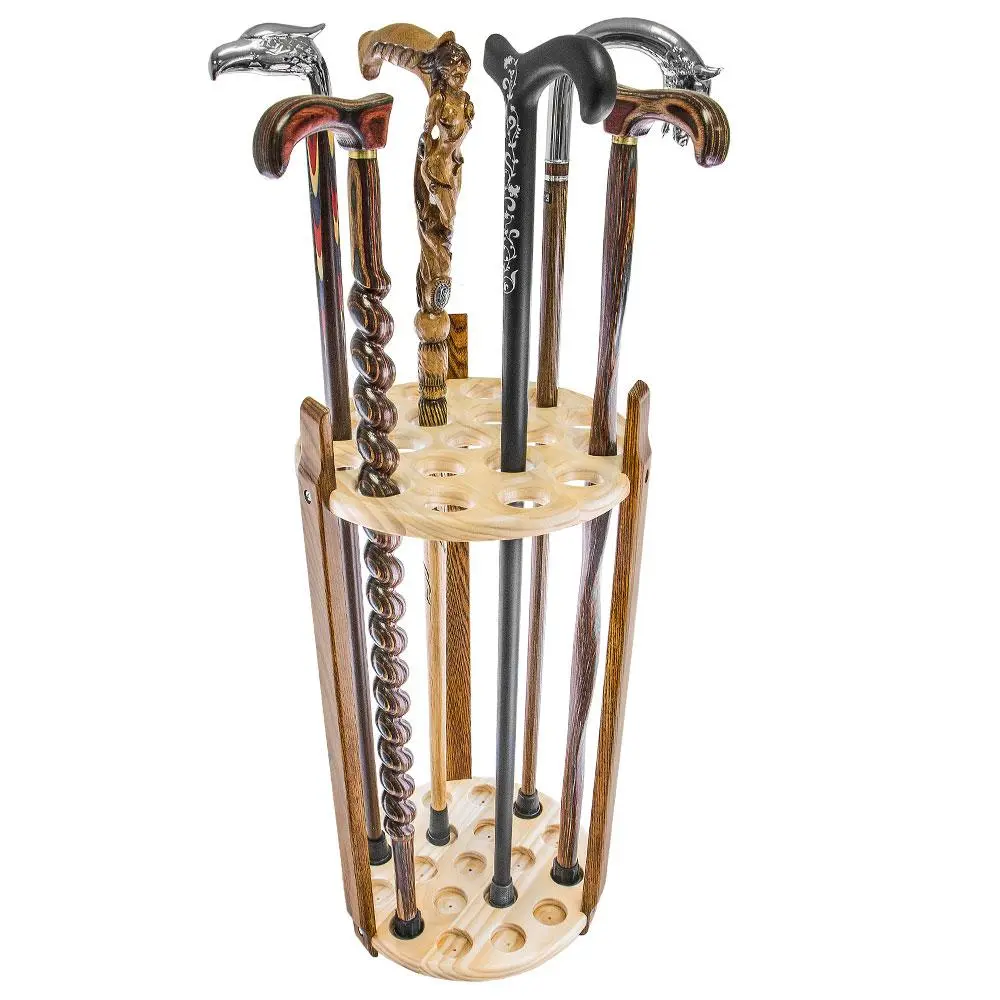 Contemporary Cane Stand: Espresso Stained Ash & Pine, Round Design